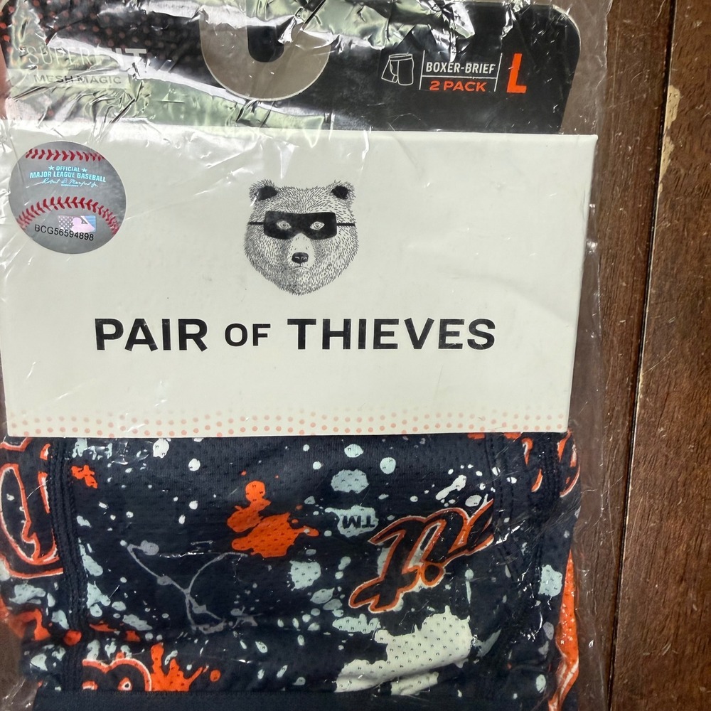 Pair of Thieves Boxer Brief Men L Orange Detroit Tigers SuperFit Mesh 2 Pack